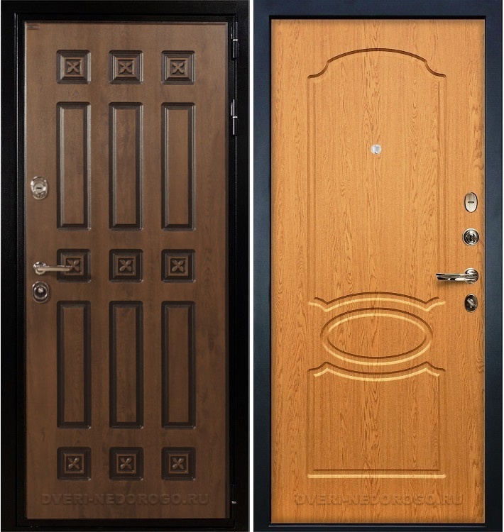 Дверь входная металлическая Гладиатор Винорит 15. Голден патина / Дуб натуральный