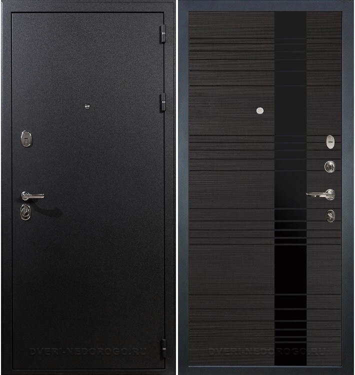Металлическая дверь с порошковым окрасом и МДФ - Рим 53. Черный шелк / Венге