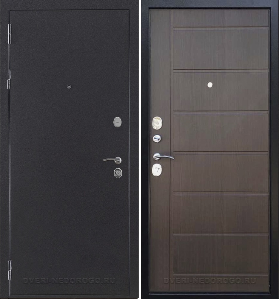 Дверь с порошковым окрасом и МДФ в квартиру - Галеон-2. Антик темное серебро / Эко венге