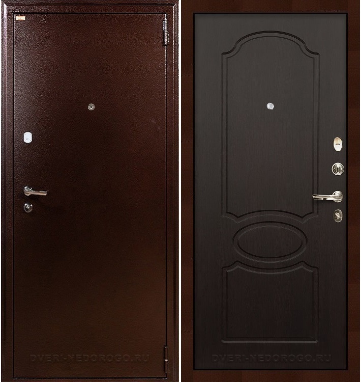 Дверь металлическая с порошковым напылением и МДФ - 1А 13. Медный антик / Венге
