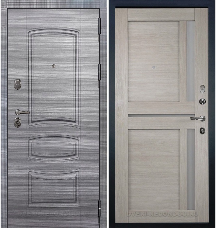 Дверь входная металлическая Легион Сандал серый 49. Сандал серый / Ясень кремовый