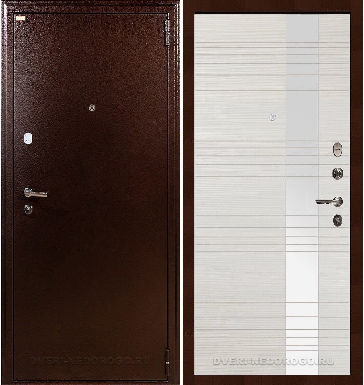 Дверь в квартиру порошковая с МДФ - 1А 52. Медный антик / Беленый дуб