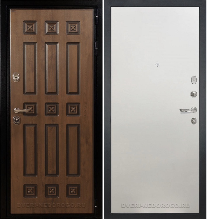 Дверь входная металлическая Гладиатор Винорит 62. Голден патина / Белый ясень