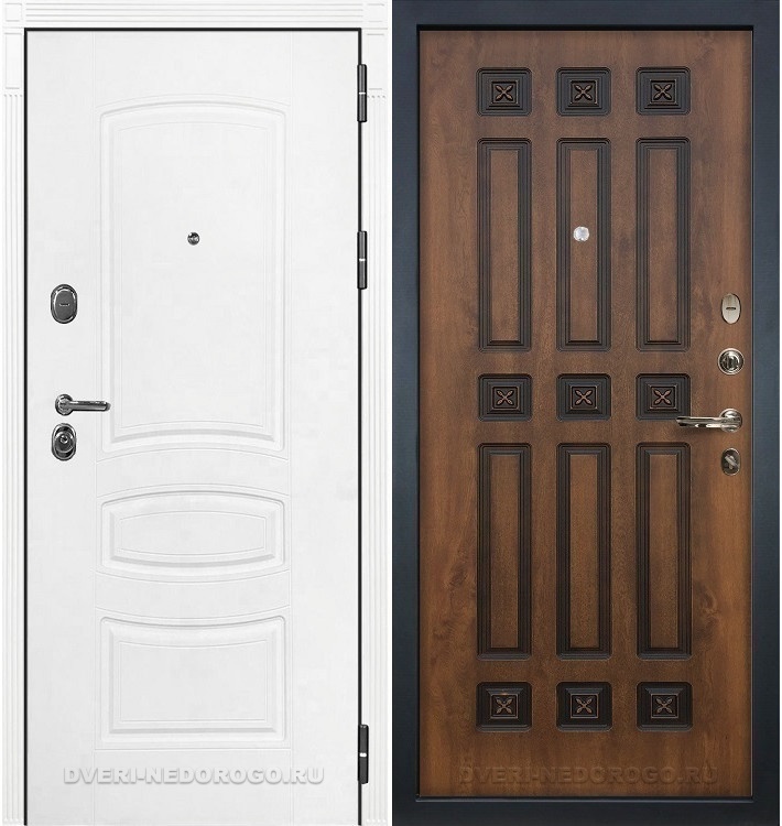Металлическая входная дверь с МДФ - Легион Белая шагрень 33. Белая шагрень / Голден патина