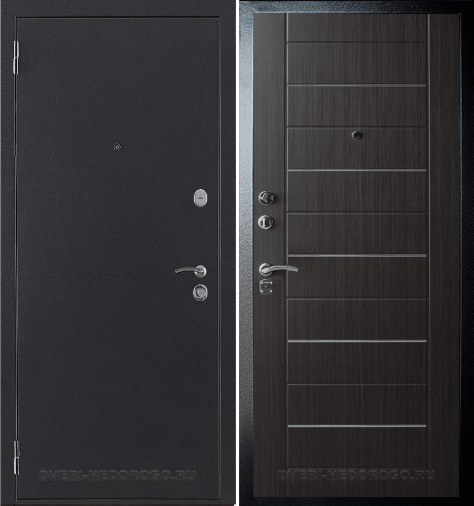 Дверь металлическая в квартиру порошковая с МДФ - ДА-1/2. Антик серебро / Венге "Линея"