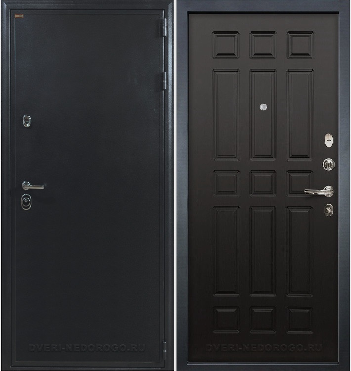 Входная квартирная порошковая дверь с МДФ - Колизей 29. Антик серебро / Венге