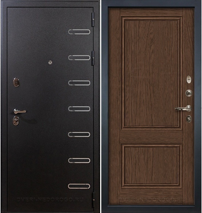 Дверь железная порошковая внутри МДФ - Витязь 57. Черный шелк / Кремовый ясень