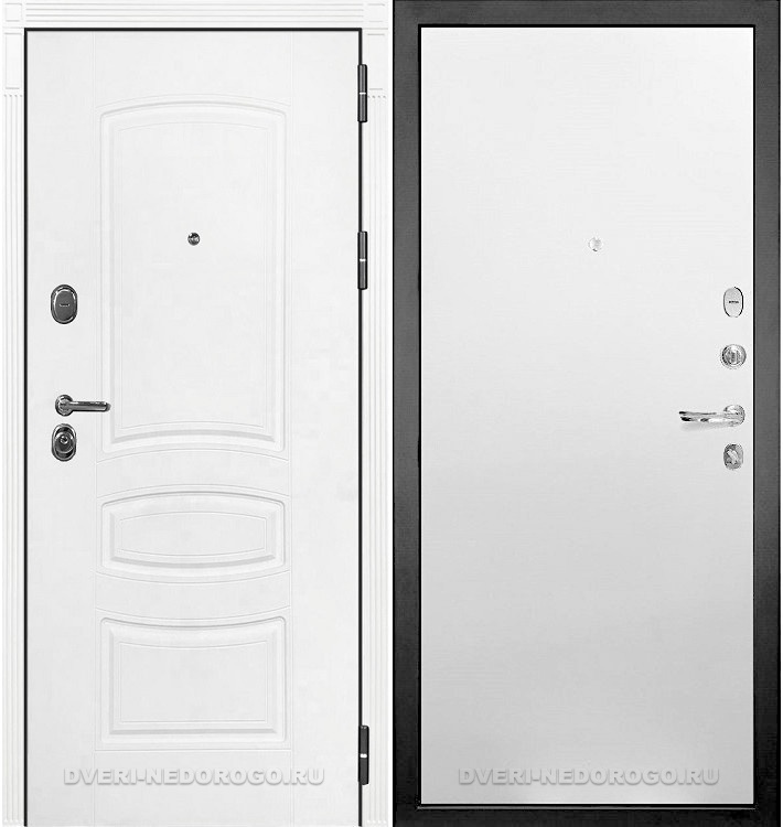 Дверь входная металлическая Легион Белая шагрень 62. Белая шагрень / Белый ясень