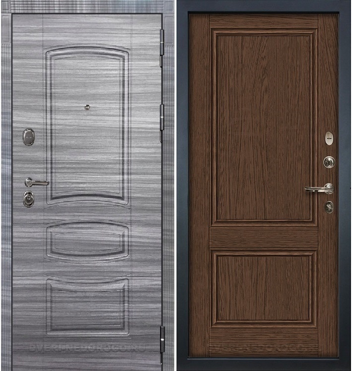 Дверь входная металлическая Легион Сандал серый 57. Сандал серый / Орех