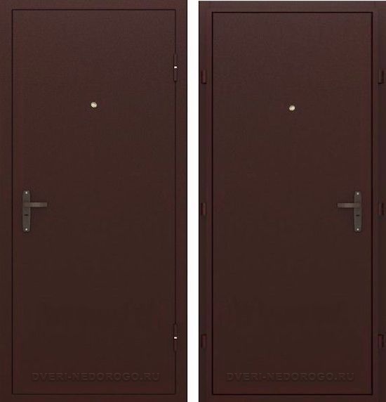 Дверь металлическая с двух сторон эконом-класса порошковая ЛМД-1. Антик медь / Антик медь