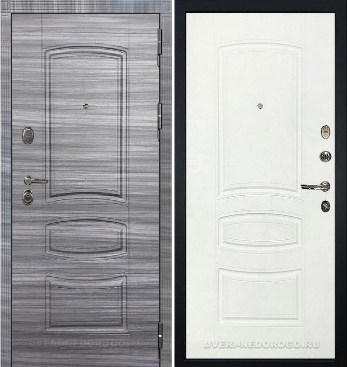 Дверь входная металлическая Легион Сандал серый 68. Сандал серый / Белая шагрень