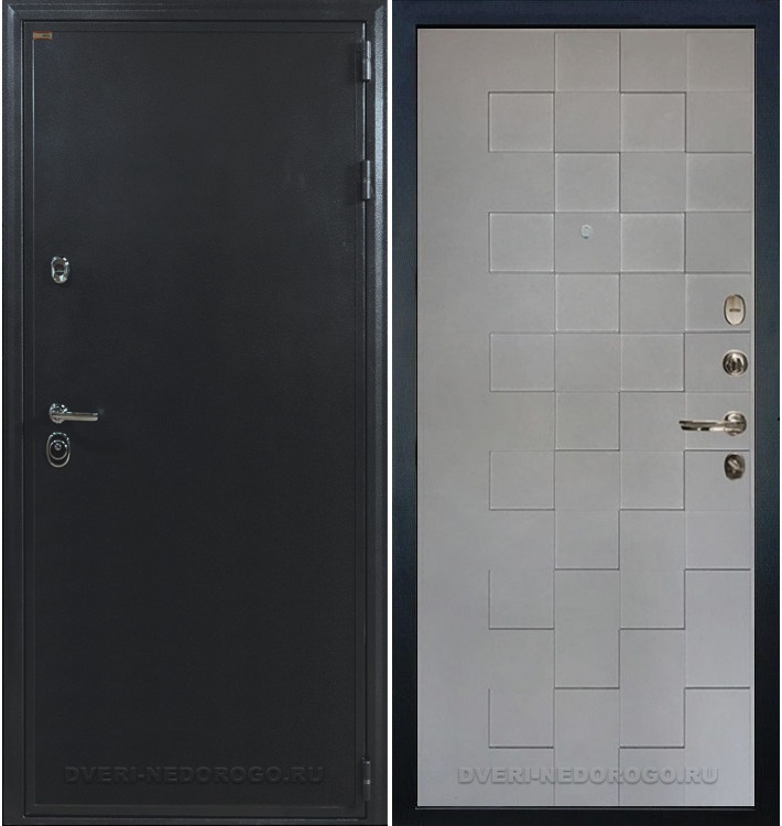 Входная квартирная порошковая дверь с МДФ - Колизей 72. Антик серебро / Графит софт