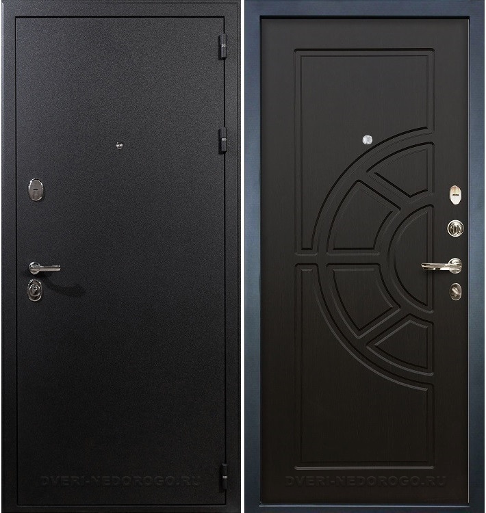 Входная порошковая железная дверь с МДФ - Рим 43. Черный шелк / Венге