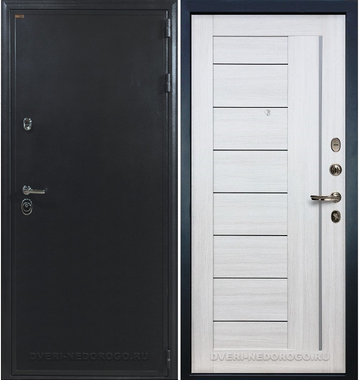 Входная порошковая дверь с МДФ и стеклом - Колизей 38. Антик серебро / Беленый дуб