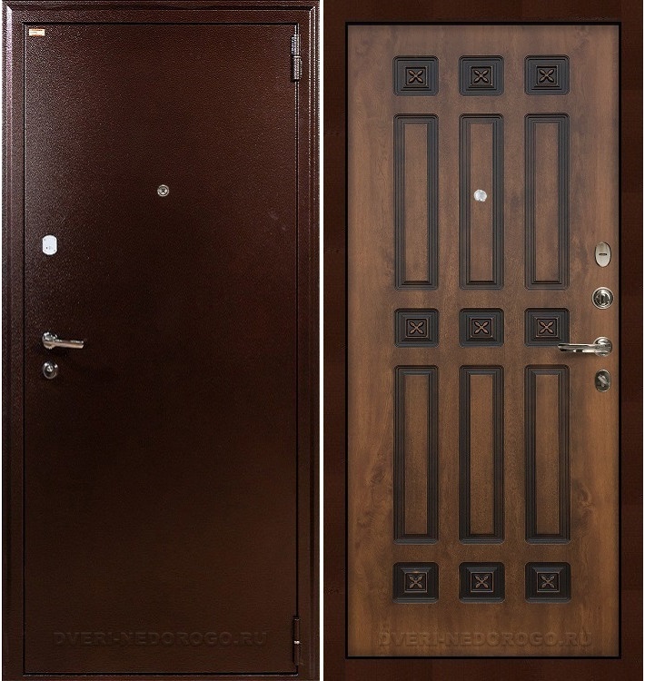 Дверь в квартиру порошковая с МДФ - 1А 33. Медный антик / Голден патина