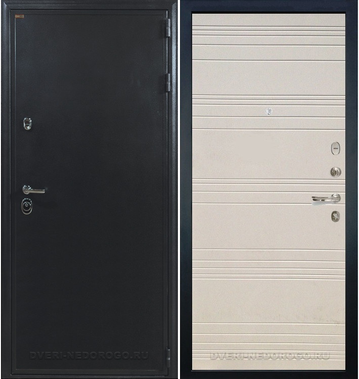 Входная квартирная порошковая дверь с МДФ - Колизей 63. Антик серебро / Дуб фактурный крем