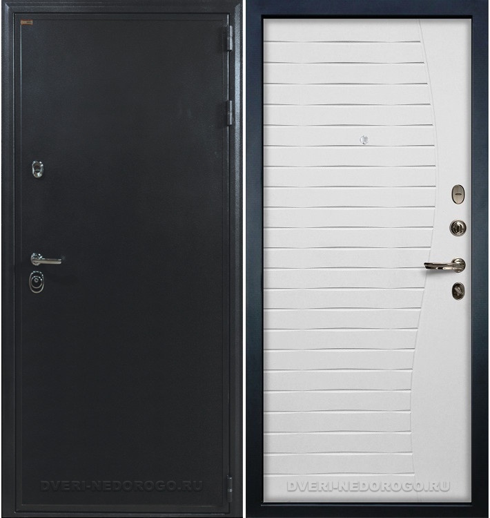 Входная дверь с порошковым окрасом и МДФ - Колизей 37. Антик серебро / Белый ясень