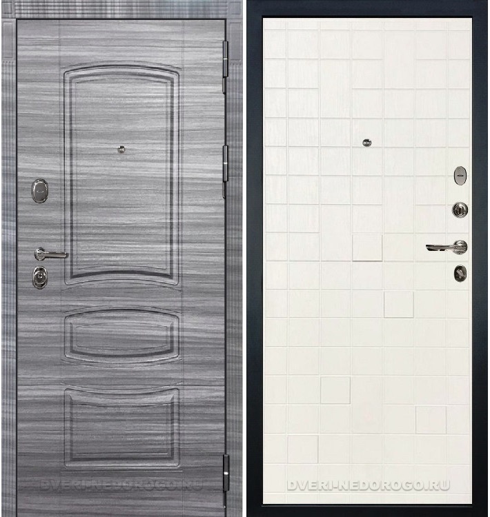 Дверь входная металлическая Легион Сандал серый 56. Сандал серый / Белый ясень