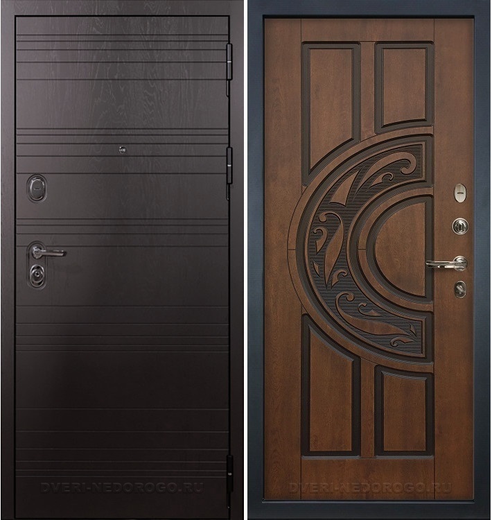 Дверь входная металлическая Легион Ясень шоколадный 27. Ясень шоколадный / Голден патина