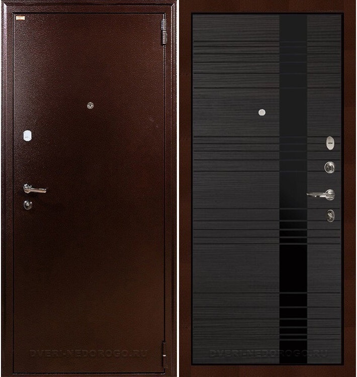 Дверь в квартиру порошковая с МДФ - 1А 53. Медный антик / Венге