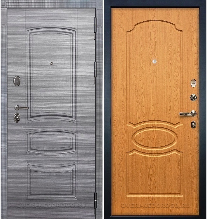 Дверь входная металлическая Легион Сандал серый 15. Сандал серый / Дуб натуральный