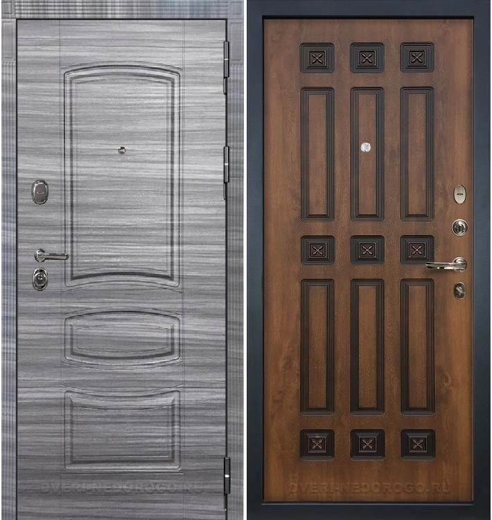Дверь входная металлическая Легион Сандал серый 33. Сандал серый / Голден патина