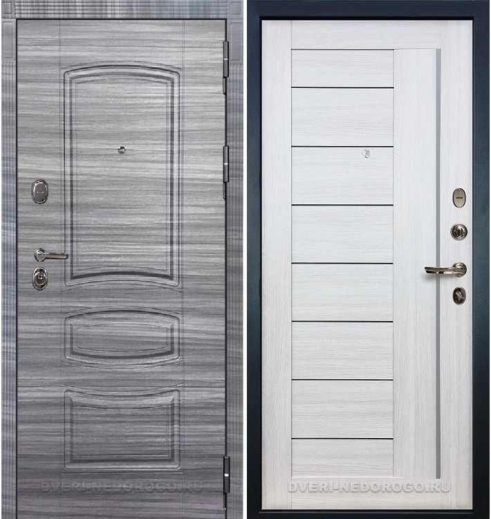 Дверь входная металлическая Легион Сандал серый 38. Сандал серый / Беленый дуб