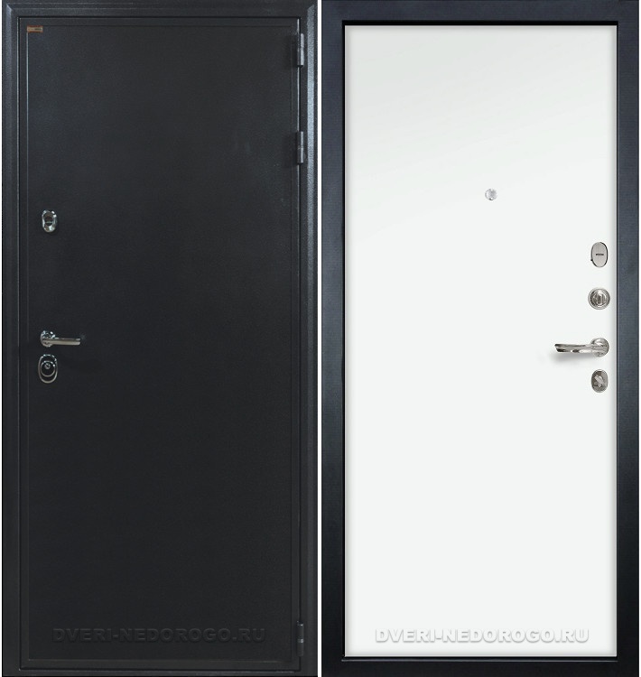 Входная квартирная порошковая дверь с МДФ - Колизей 59. Антик серебро / Белый ясень