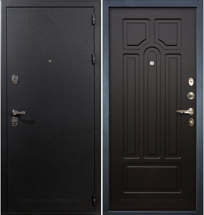 Входная дверь с порошковым напылением и МДФ - Рим 32. Черный шелк / Венге