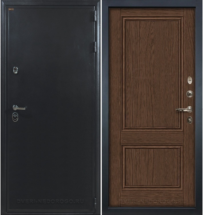 Входная квартирная порошковая дверь с МДФ - Колизей 57. Антик серебро / Орех