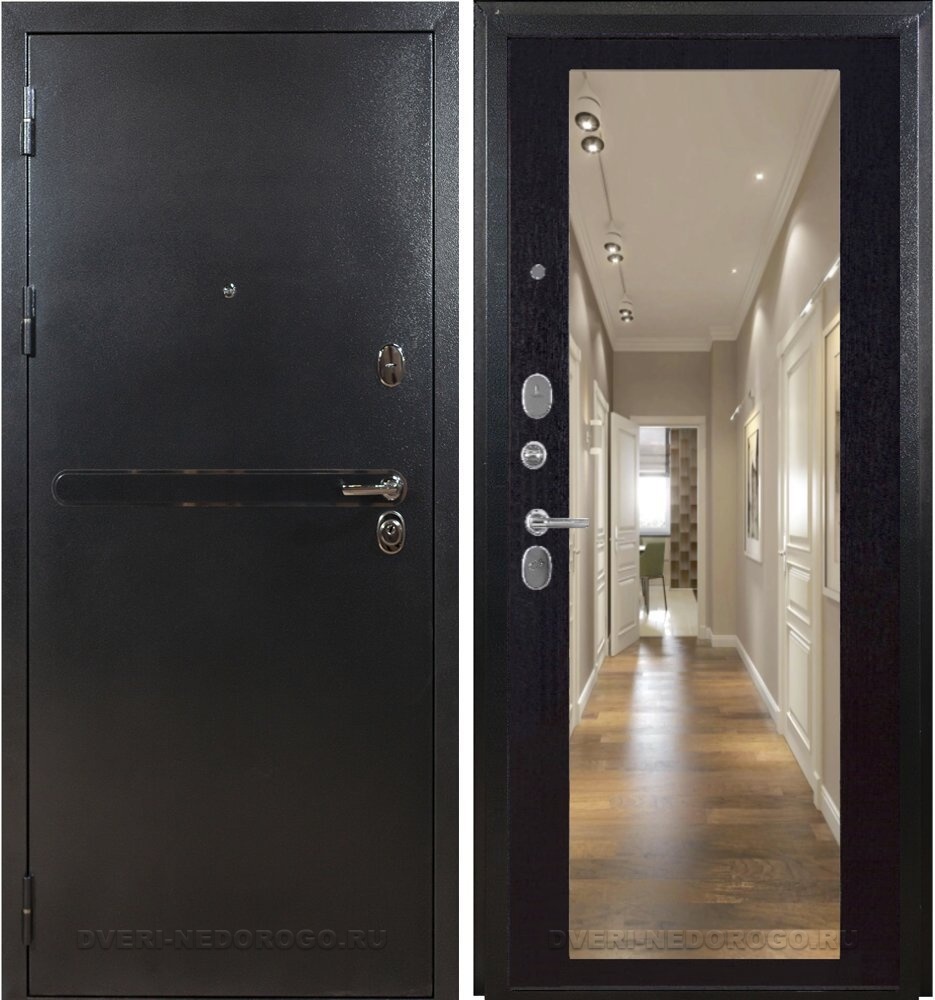 Входная дверь в квартиру Президент S1Z. Антик графит / Венге с зеркалом