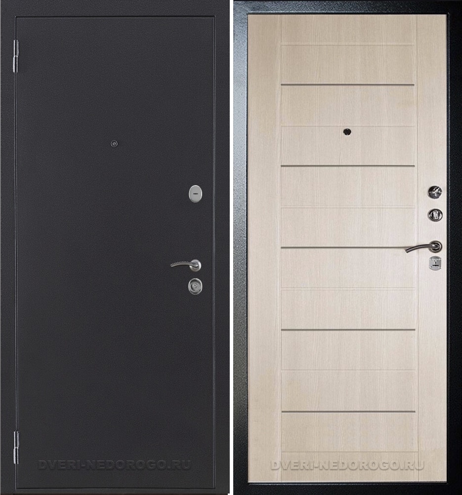Дверь металлическая в квартиру порошковая с МДФ - ДА-1. Антик серебро / Капучино "Линея"