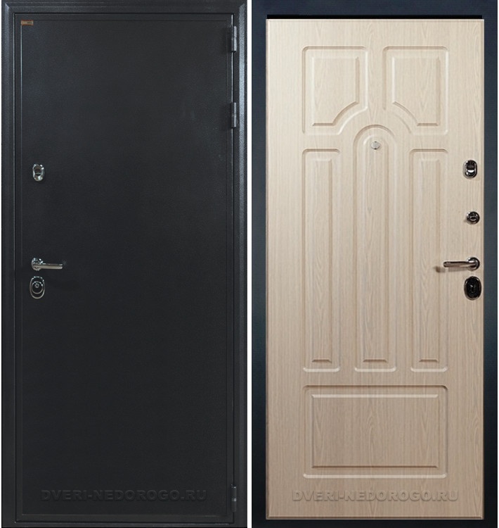 Входная квартирная порошковая дверь с МДФ - Колизей 25. Антик серебро / Беленый дуб