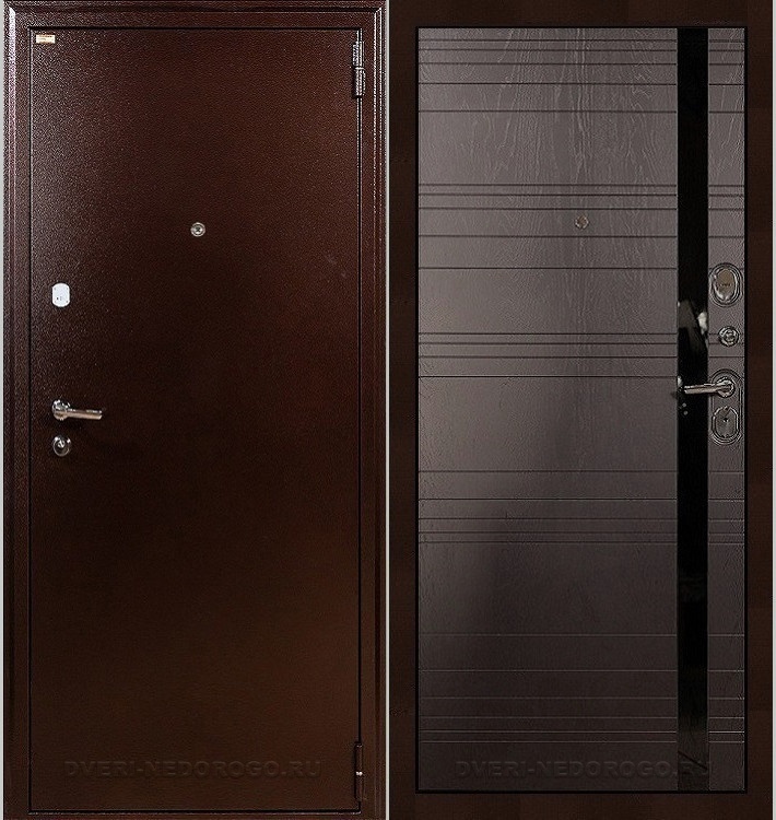 Дверь входная с порошковой краской и МДФ - 1А 31. Медный антик / Ясень шоколадный