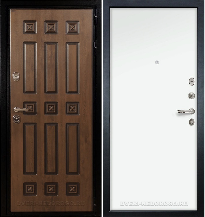 Дверь входная металлическая Гладиатор Винорит 59. Голден патина / Белый ясень