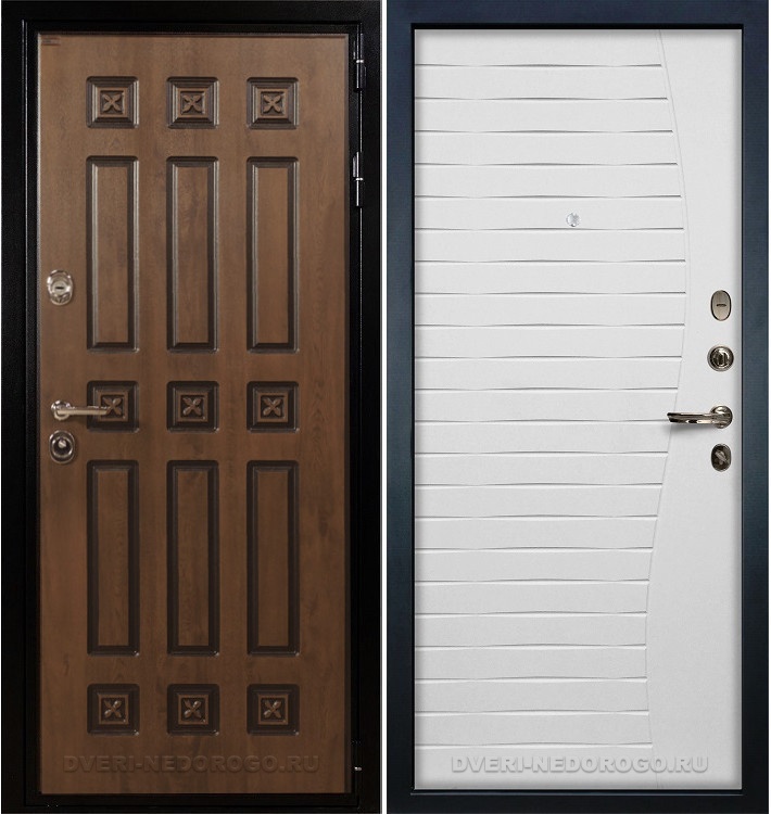 Дверь входная металлическая Гладиатор Винорит 36. Голден патина / Белый ясень