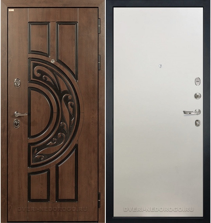 Дверь входная металлическая Спартак CISA 62. Голден патина / Белый ясень