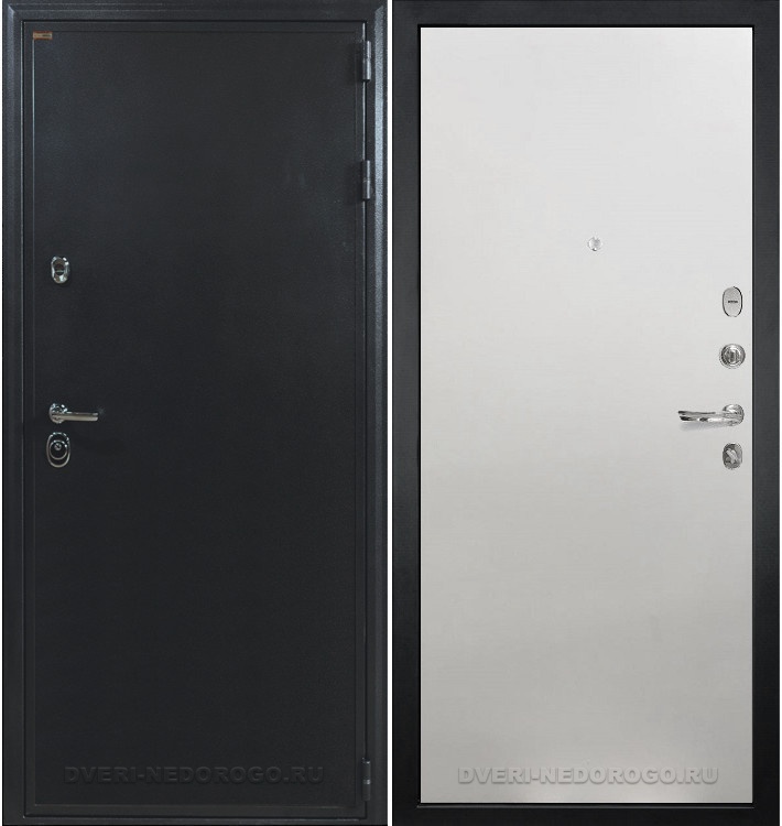 Входная дверь с порошковым окрасом и МДФ - Колизей 62. Антик серебро / Белый ясень