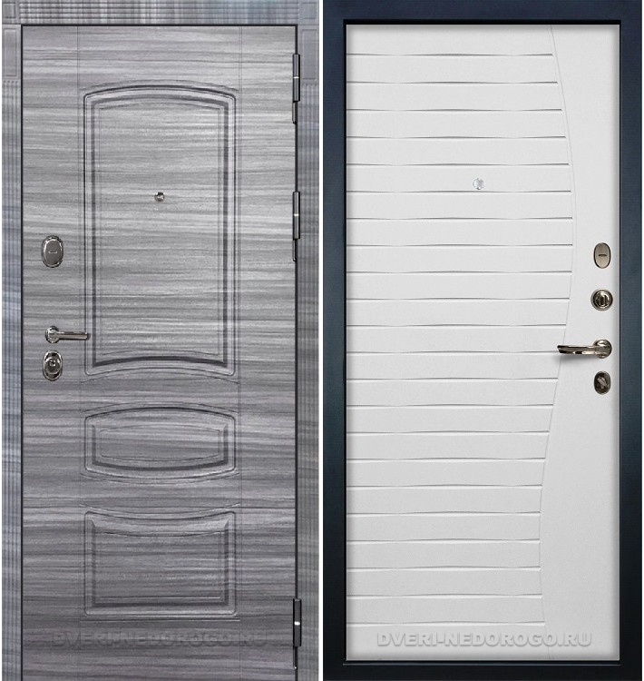 Дверь входная металлическая Легион Сандал серый 36. Сандал серый / Белый ясень