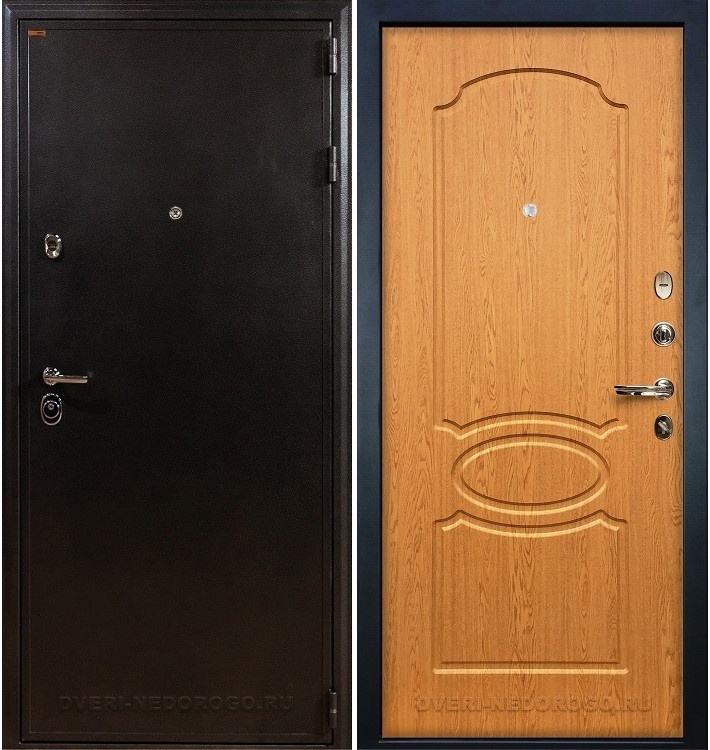 Входная дверь с порошковым окрасом и МДФ - Колизей 15. Антик серебро / Дуб натуральный
