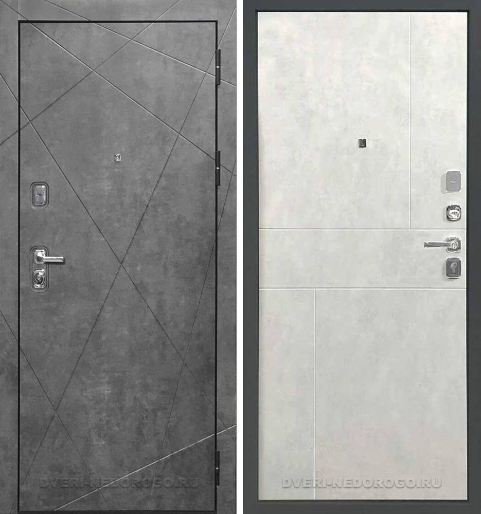 Дверь металлическая с 2-х сторон МДФ - Прогресс. Темный бетон / Светлый бетон