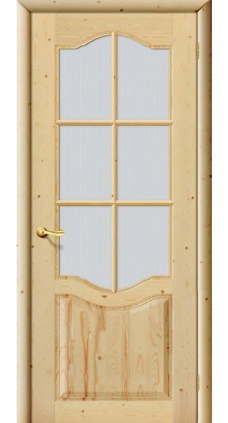 Дверь из массива сосны "Дача". Остекленная. Сосна (неокрашенная)